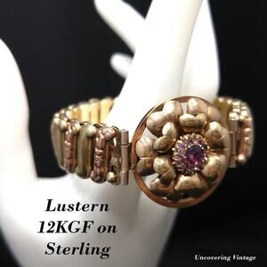 Antique Lustern Expansion Sweetheart Bracelet, 12KGF Sterling, 1920s
